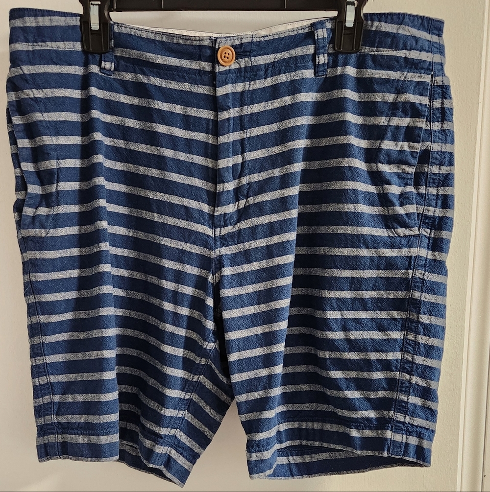 J.Crew Blue and White Striped Linen Mix Shorts, Size 36